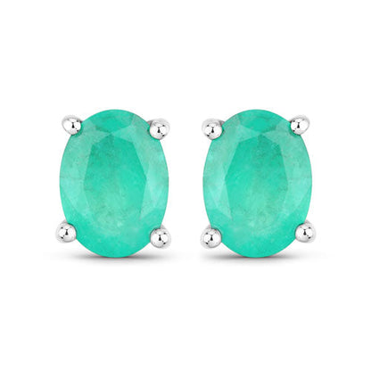 1.44 Carat Genuine Zambian Emerald 10K White Gold Earrings Bids.com