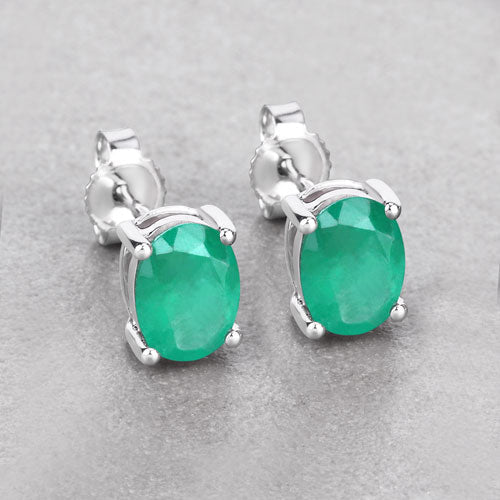 1.44 Carat Genuine Zambian Emerald 10K White Gold Earrings Bids.com