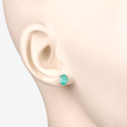 1.44 Carat Genuine Zambian Emerald 10K White Gold Earrings Bids.com