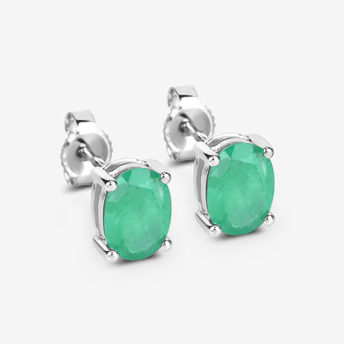 1.44 Carat Genuine Zambian Emerald 10K White Gold Earrings Bids.com