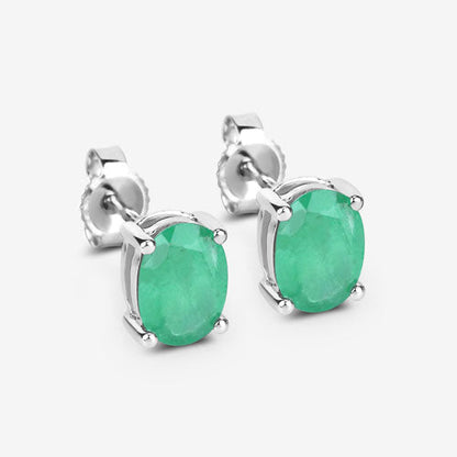 1.44 Carat Genuine Zambian Emerald 10K White Gold Earrings Bids.com
