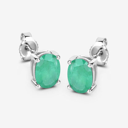 1.44 Carat Genuine Zambian Emerald 10K White Gold Earrings Bids.com