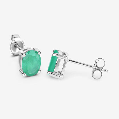 1.44 Carat Genuine Zambian Emerald 10K White Gold Earrings Bids.com