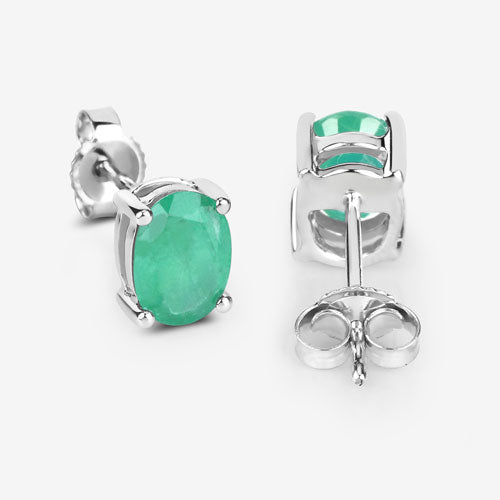 1.44 Carat Genuine Zambian Emerald 10K White Gold Earrings Bids.com