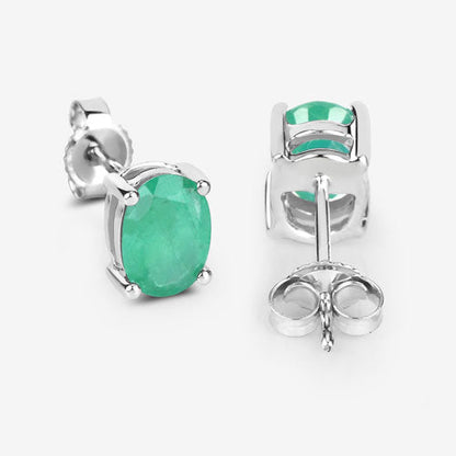 1.44 Carat Genuine Zambian Emerald 10K White Gold Earrings Bids.com