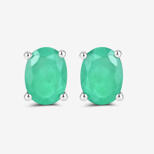1.44 Carat Genuine Zambian Emerald 10K White Gold Earrings Bids.com