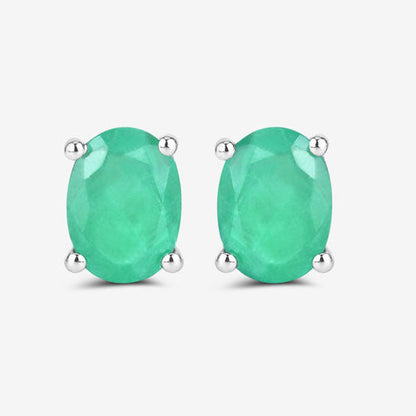 1.44 Carat Genuine Zambian Emerald 10K White Gold Earrings Bids.com