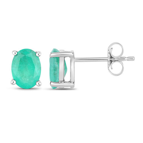 1.44 Carat Genuine Zambian Emerald 10K White Gold Earrings Bids.com