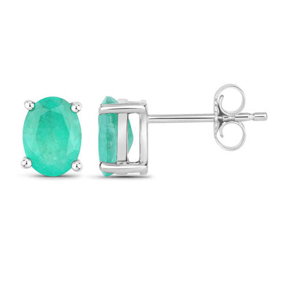 1.44 Carat Genuine Zambian Emerald 10K White Gold Earrings Bids.com