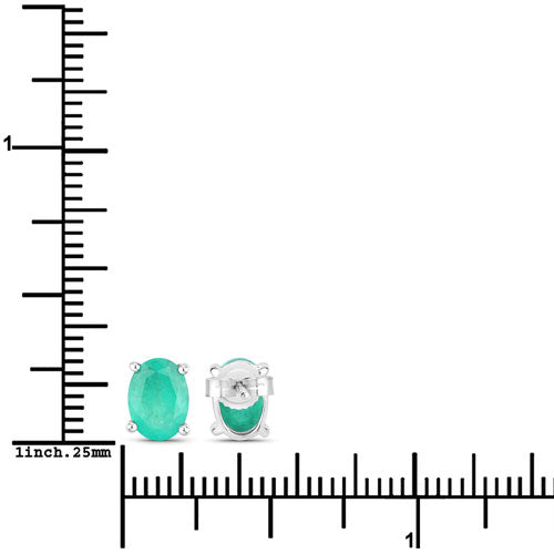 1.44 Carat Genuine Zambian Emerald 10K White Gold Earrings Bids.com