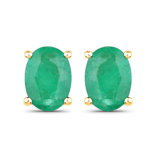 1.44 Carat Genuine Zambian Emerald 10K Yellow Gold Earrings Bids.com