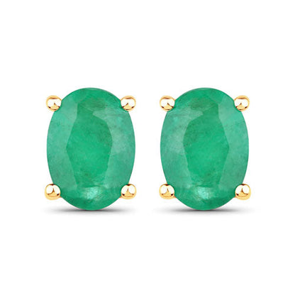 1.44 Carat Genuine Zambian Emerald 10K Yellow Gold Earrings Bids.com