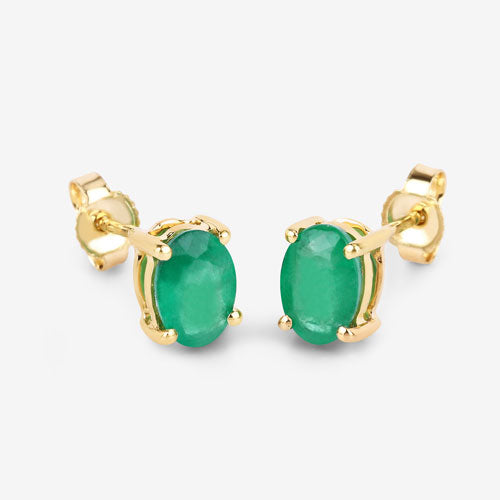 1.44 Carat Genuine Zambian Emerald 10K Yellow Gold Earrings Bids.com