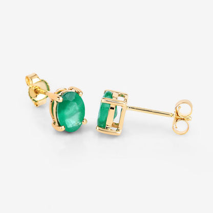 1.44 Carat Genuine Zambian Emerald 10K Yellow Gold Earrings Bids.com