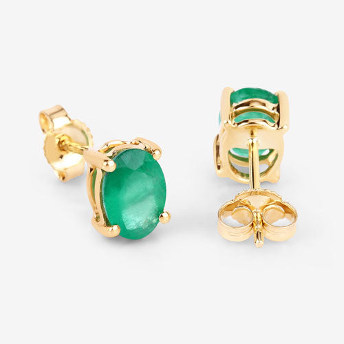 1.44 Carat Genuine Zambian Emerald 10K Yellow Gold Earrings Bids.com