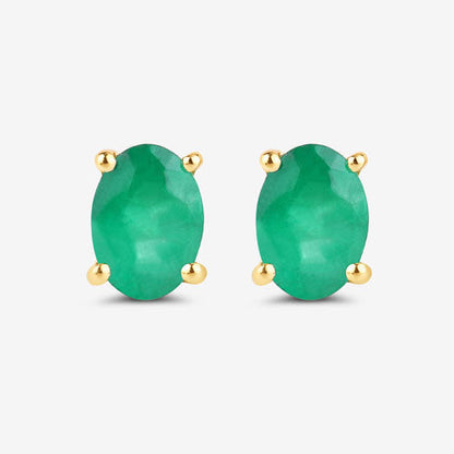 1.44 Carat Genuine Zambian Emerald 10K Yellow Gold Earrings Bids.com