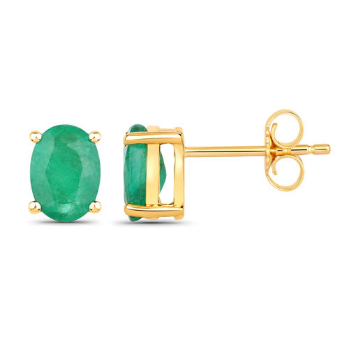1.44 Carat Genuine Zambian Emerald 10K Yellow Gold Earrings Bids.com