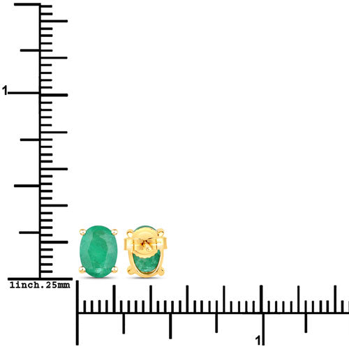 1.44 Carat Genuine Zambian Emerald 10K Yellow Gold Earrings Bids.com