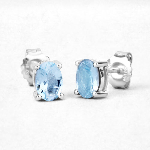 0.72 Carat Genuine Aquamarine .925 Sterling Silver Earrings Bids.com