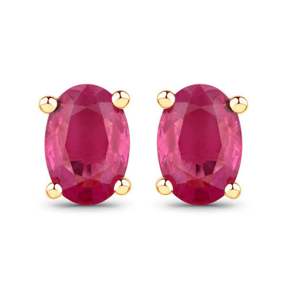 1.04 Carat Genuine Ruby 10K Yellow Gold Earrings Bids.com