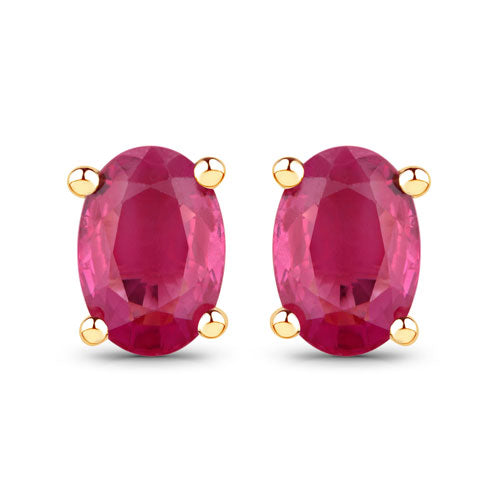 1.04 Carat Genuine Ruby 10K Yellow Gold Earrings Bids.com