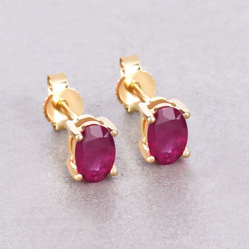 1.04 Carat Genuine Ruby 10K Yellow Gold Earrings Bids.com