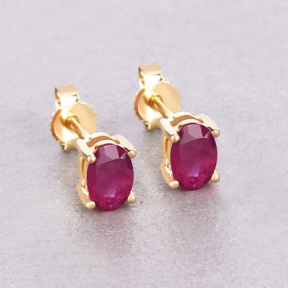1.04 Carat Genuine Ruby 10K Yellow Gold Earrings Bids.com