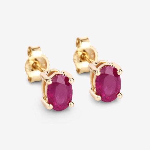 1.04 Carat Genuine Ruby 10K Yellow Gold Earrings Bids.com