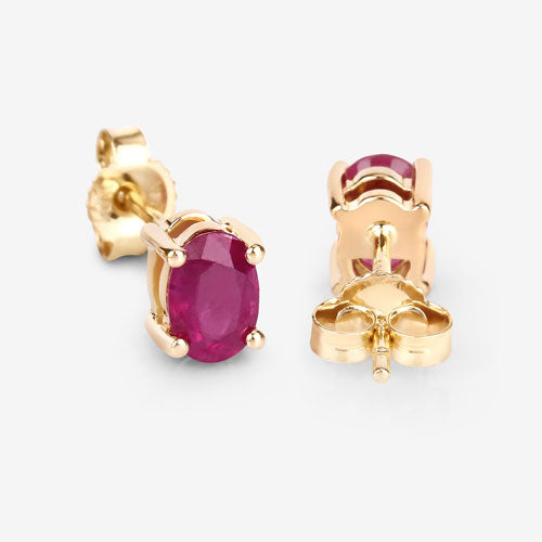 1.04 Carat Genuine Ruby 10K Yellow Gold Earrings Bids.com