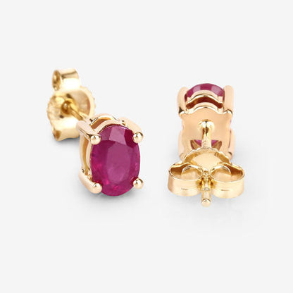 1.04 Carat Genuine Ruby 10K Yellow Gold Earrings Bids.com