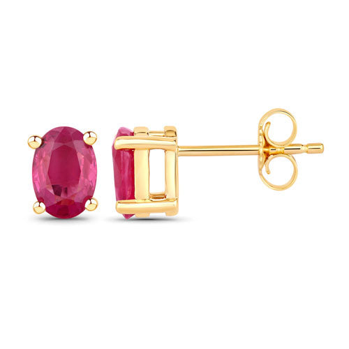 1.04 Carat Genuine Ruby 10K Yellow Gold Earrings Bids.com