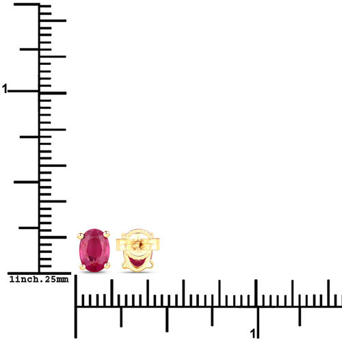 1.04 Carat Genuine Ruby 10K Yellow Gold Earrings Bids.com