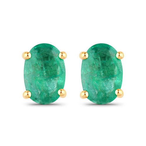 0.88 Carat Genuine Zambian Emerald 10K Yellow Gold Earrings Bids.com