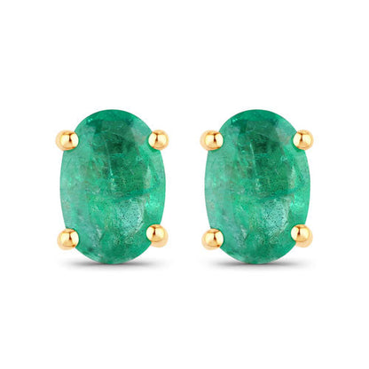 0.88 Carat Genuine Zambian Emerald 10K Yellow Gold Earrings Bids.com