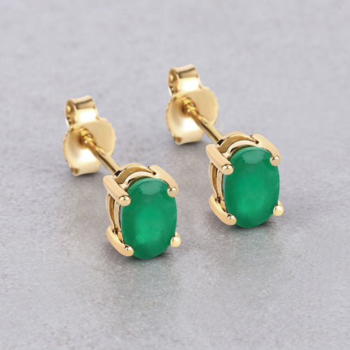 0.88 Carat Genuine Zambian Emerald 10K Yellow Gold Earrings Bids.com