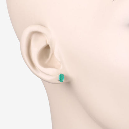 0.88 Carat Genuine Zambian Emerald 10K Yellow Gold Earrings Bids.com