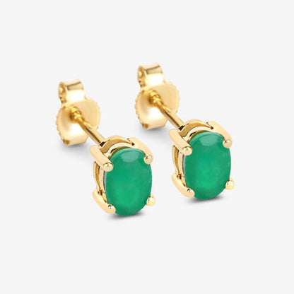 0.88 Carat Genuine Zambian Emerald 10K Yellow Gold Earrings Bids.com