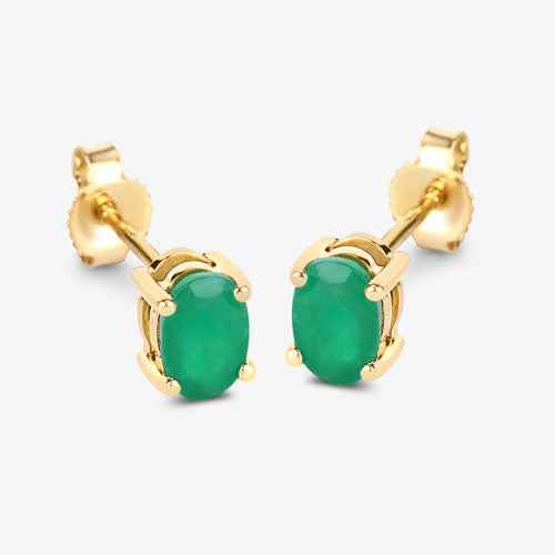 0.88 Carat Genuine Zambian Emerald 10K Yellow Gold Earrings Bids.com