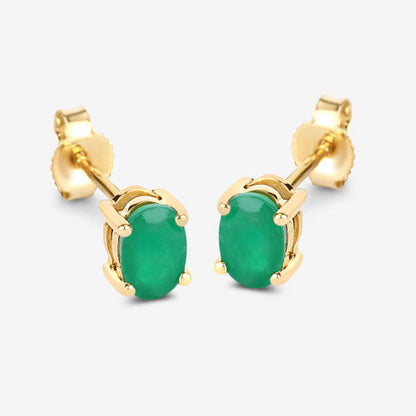 0.88 Carat Genuine Zambian Emerald 10K Yellow Gold Earrings Bids.com