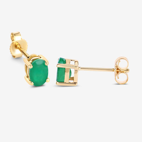 0.88 Carat Genuine Zambian Emerald 10K Yellow Gold Earrings Bids.com
