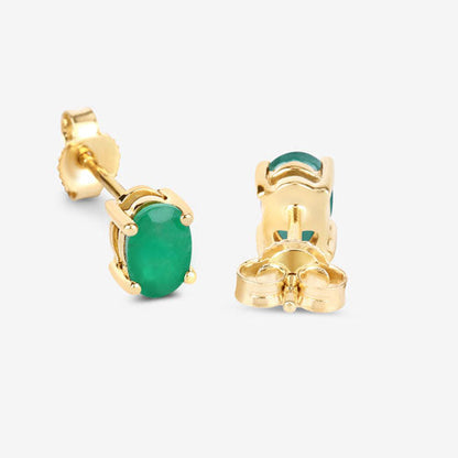 0.88 Carat Genuine Zambian Emerald 10K Yellow Gold Earrings Bids.com