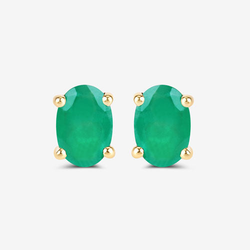 0.88 Carat Genuine Zambian Emerald 10K Yellow Gold Earrings Bids.com