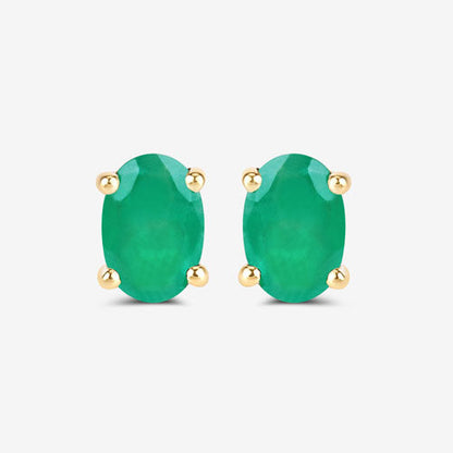 0.88 Carat Genuine Zambian Emerald 10K Yellow Gold Earrings Bids.com