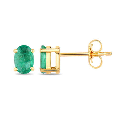 0.88 Carat Genuine Zambian Emerald 10K Yellow Gold Earrings Bids.com