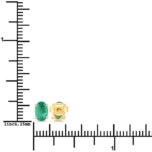 0.88 Carat Genuine Zambian Emerald 10K Yellow Gold Earrings Bids.com