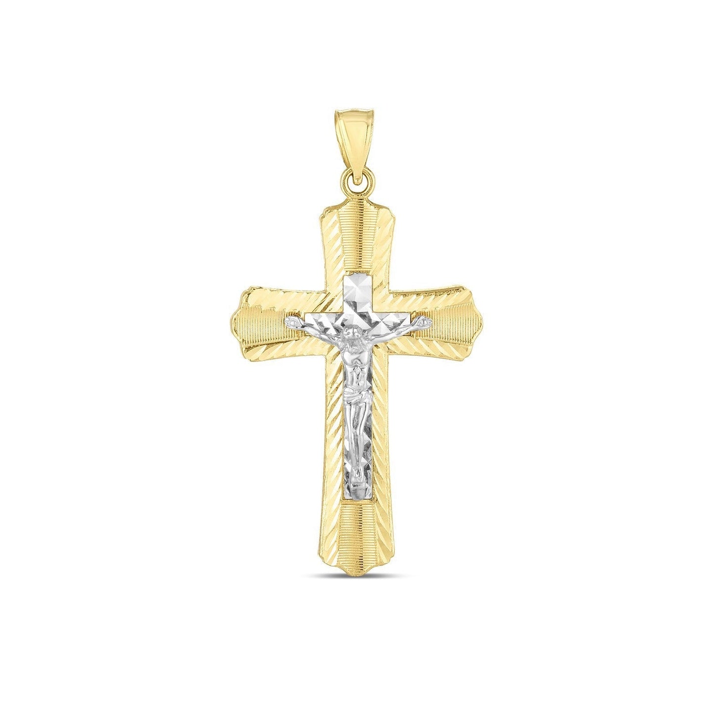 14k Two Tone Gold High Polish Diamond Cut Cross Pendant Bids.com