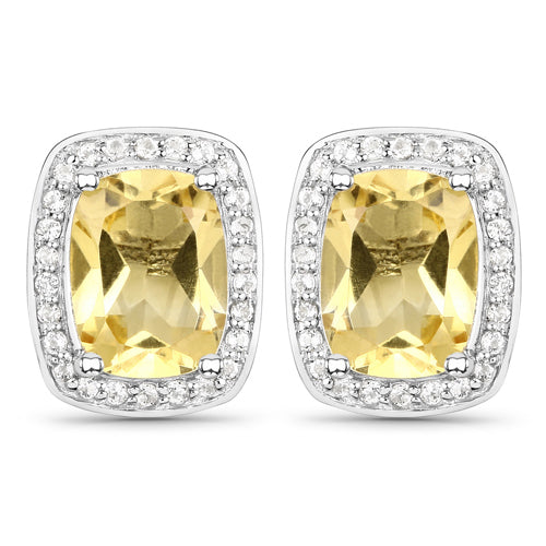 2.81 Carat Genuine Citrine and White Topaz .925 Sterling Silver Earrings Bids.com