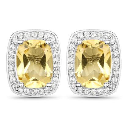 2.81 Carat Genuine Citrine and White Topaz .925 Sterling Silver Earrings Bids.com