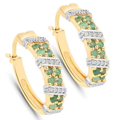 0.80 Carat Genuine Emerald and White Topaz .925 Sterling Silver Earrings Bids.com
