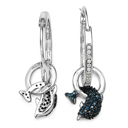 0.54 Carat Genuine Blue Diamond and White Diamond .925 Sterling Silver Earrings Bids.com